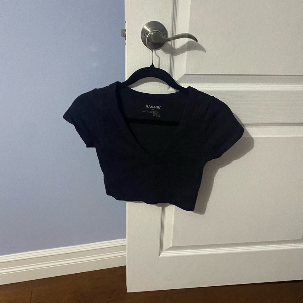 Garage Black V-Neck Women's Top